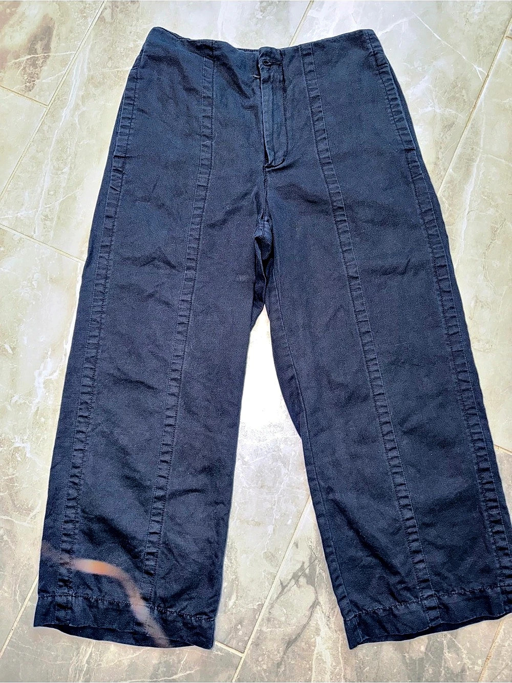 LOFT The Palmer Wide Leg Crop Pants Blue Size 2